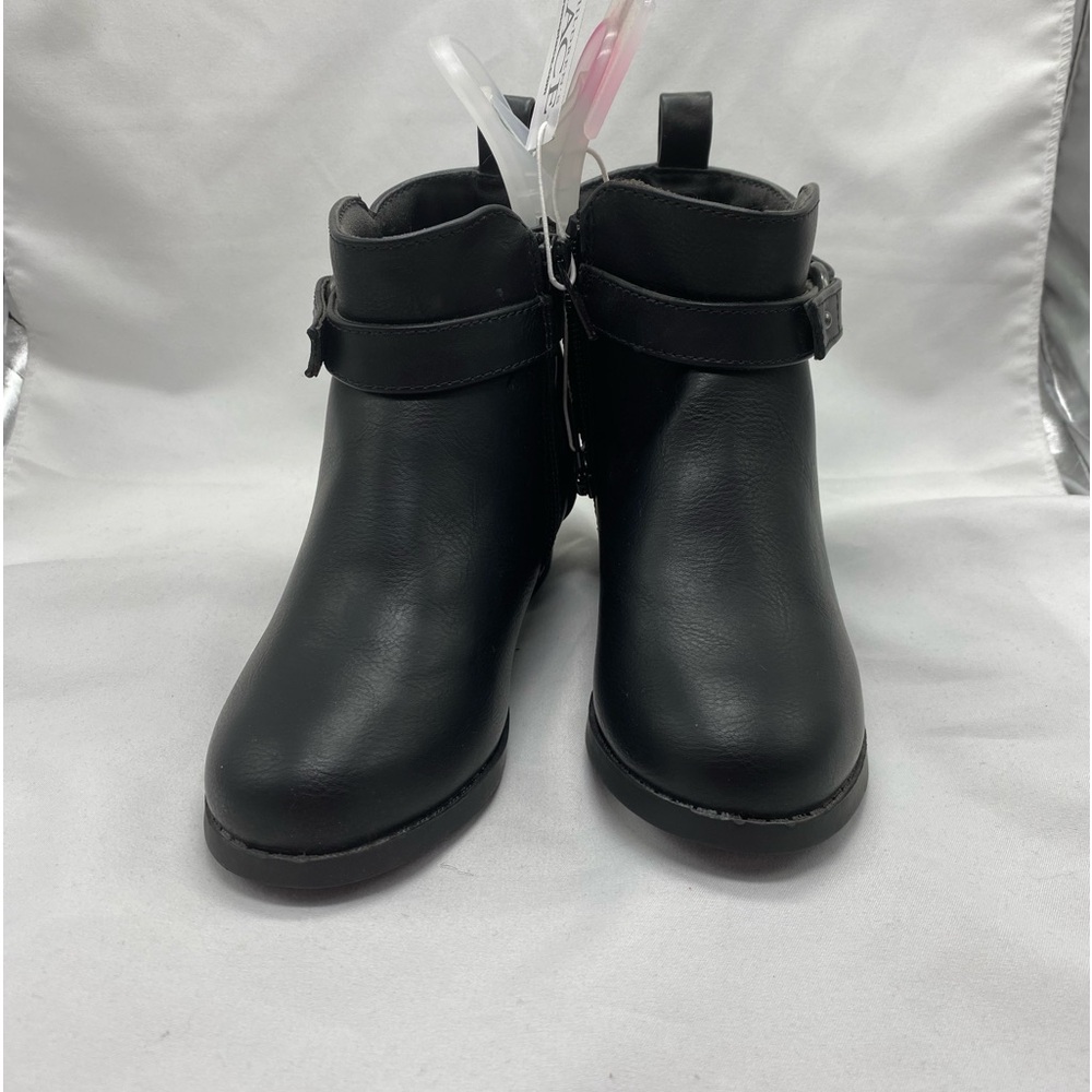 Girls Faux Leather Heel Buckle Booties